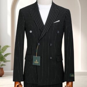 Premium Black Pinstripe Double-Breasted Suit
