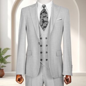 Premium Light Grey Three-Piece Suit