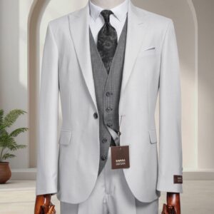 White Three-Piece Suit for Weddings and Business