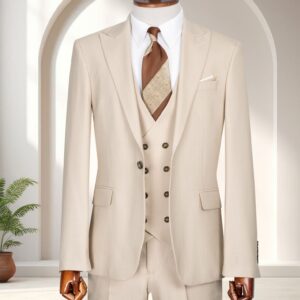 Premium Beige Three-Piece Suit