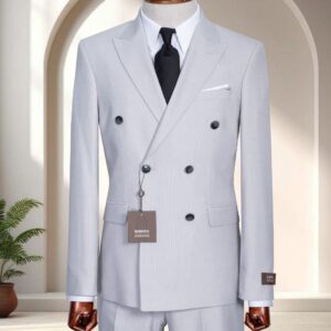 Men's Classic Light Grey Double-Breasted Suit
