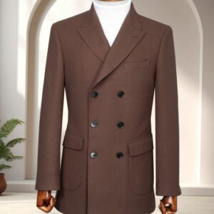 Men's Brown Double Breasted Formal Jacket