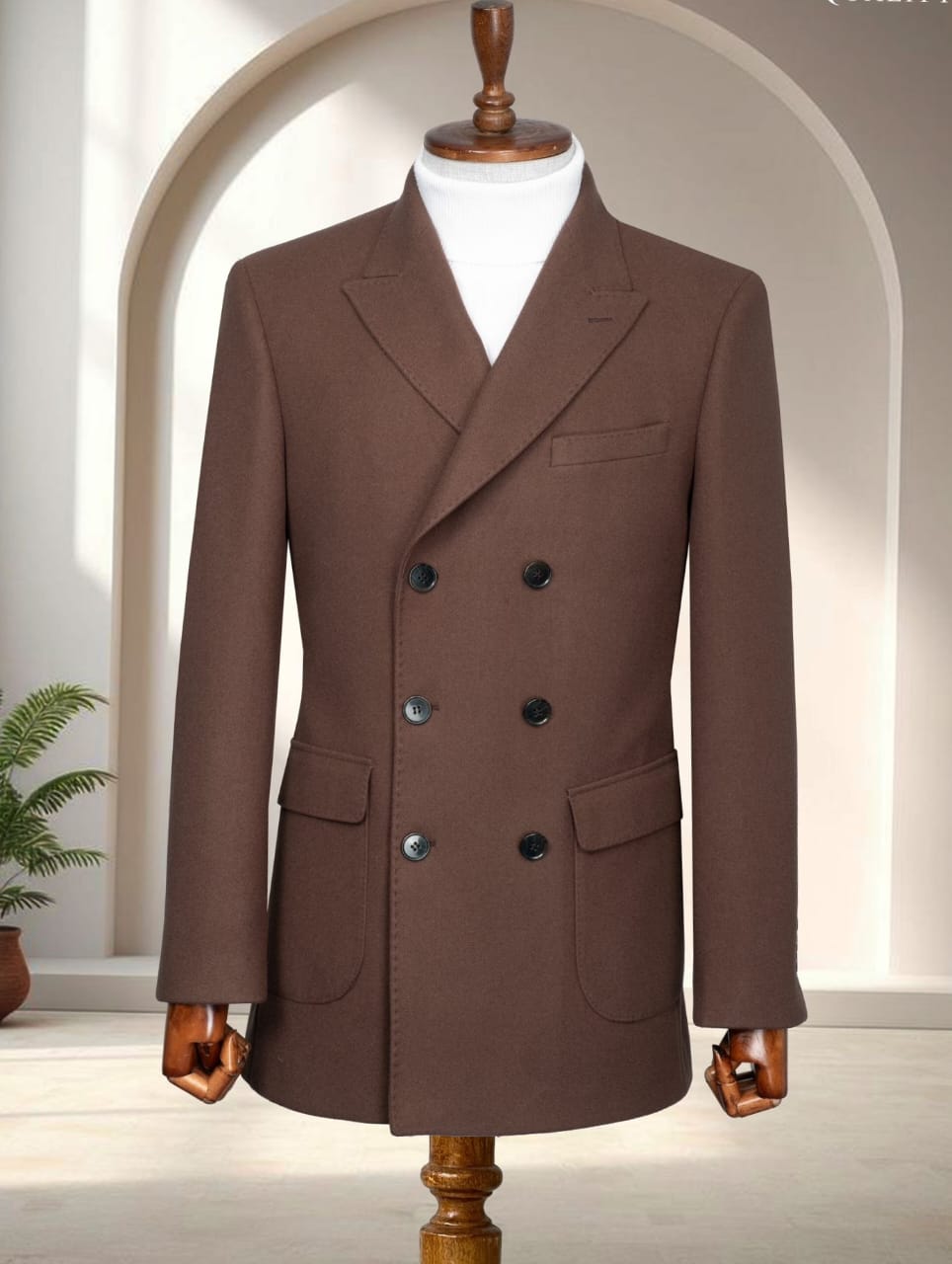 Men's Brown Double Breasted Formal Jacket