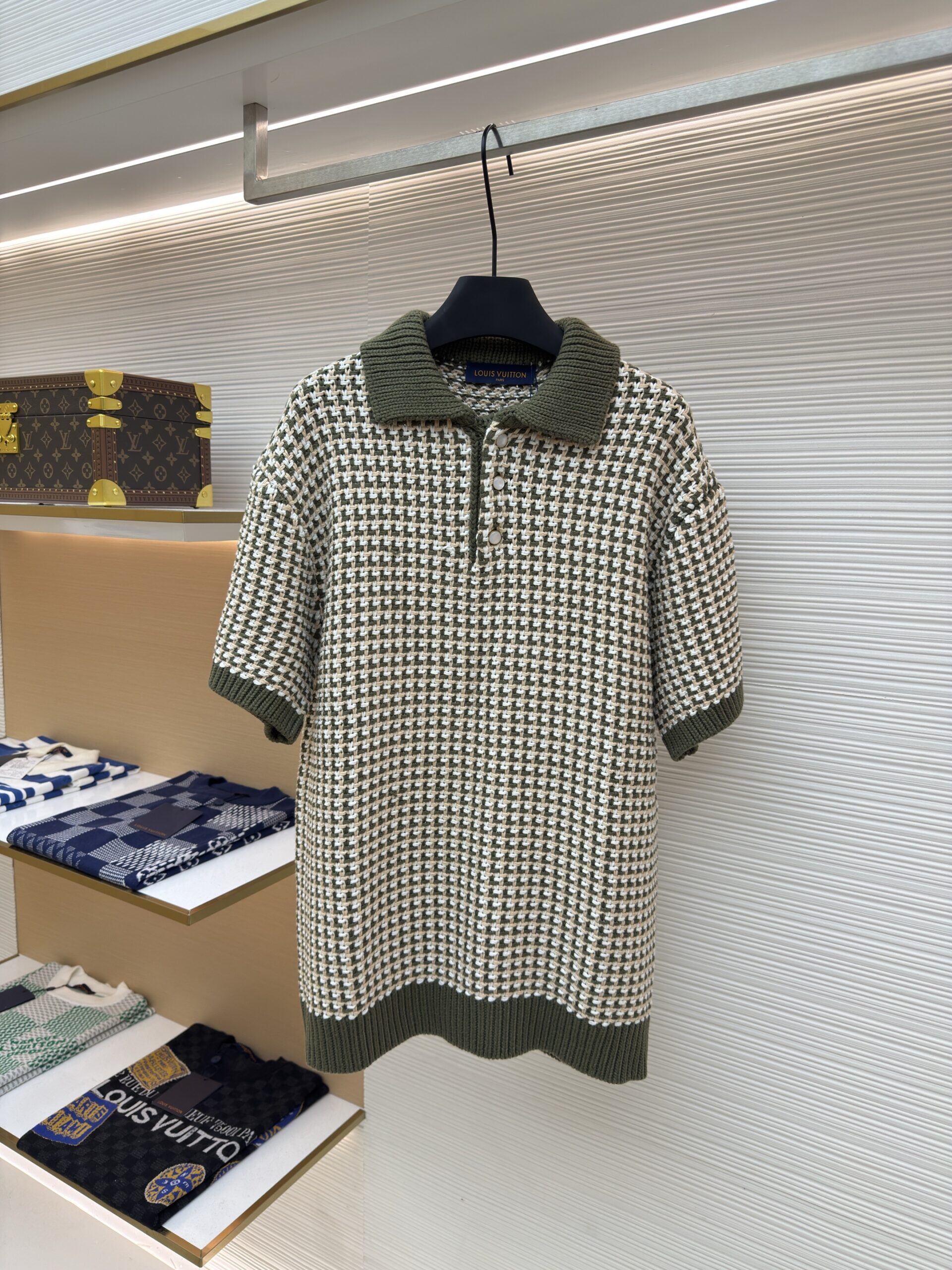 Men's Louis Vuitton Green Knit Polo Shirt