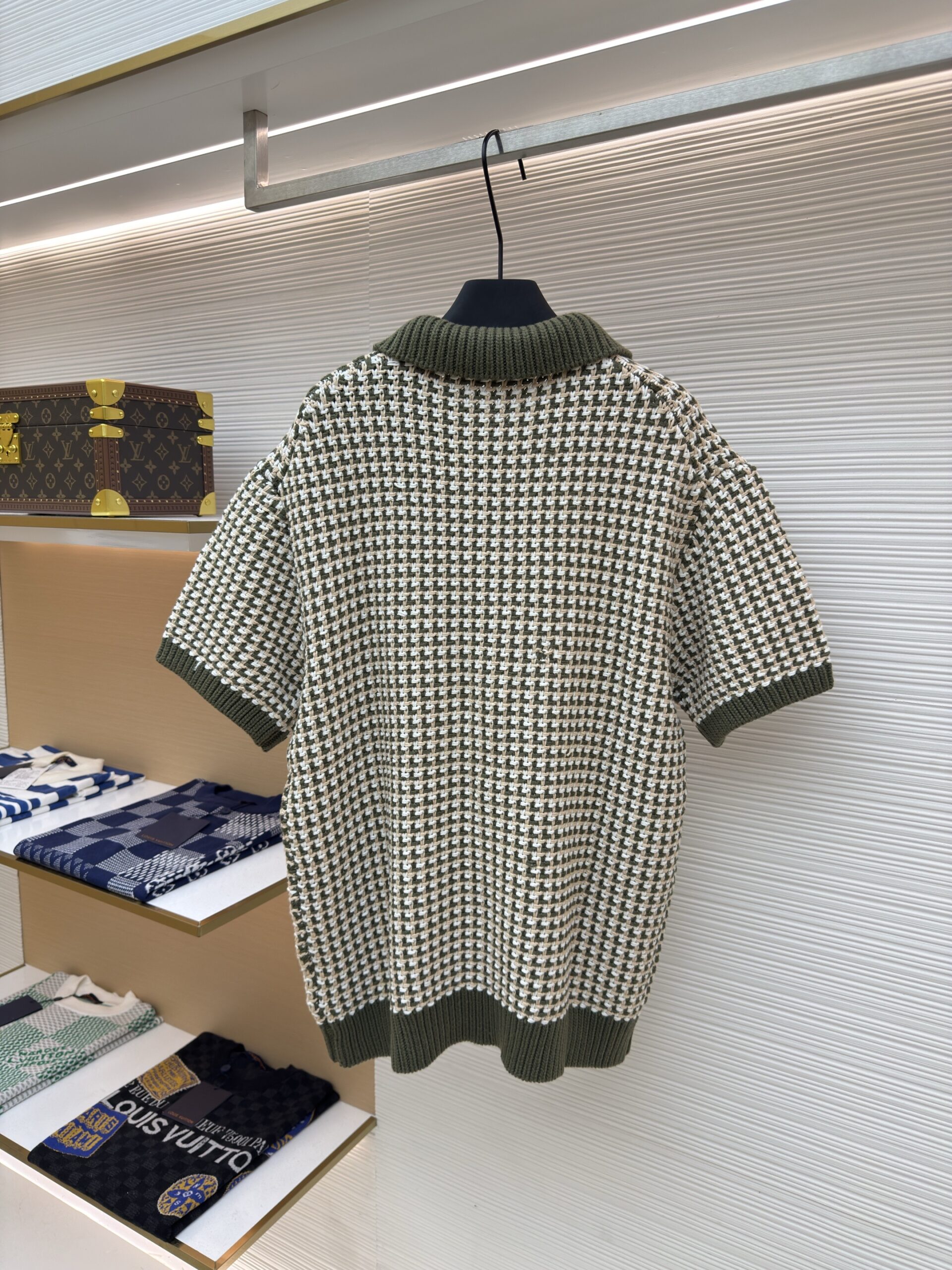 Men's Louis Vuitton Green Knit Polo Shirt - Image 3