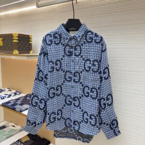 Gucci GG Gingham Checked Silk Shirt