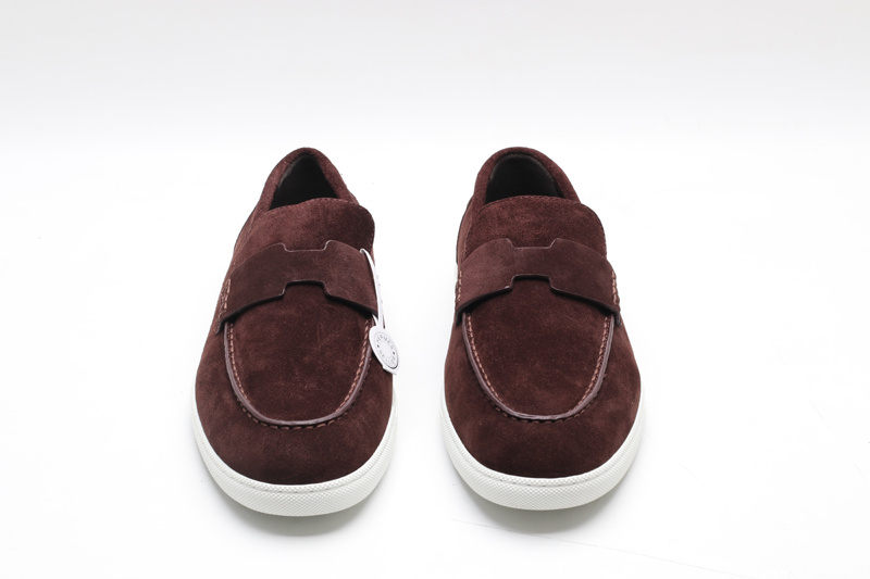Hermès Burgundy Suede Loafer Sneakers - Image 3