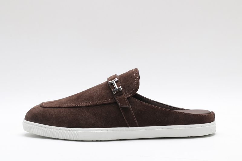 Hermès Dark Brown Suede Mules - Image 3