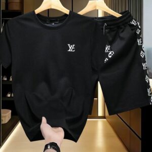 Men's Premium Black T-Shirt and Shorts Set for Casual Wear