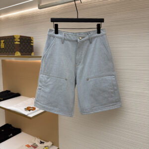 Louis Vuitton Embroidered Light Blue Denim Carpenter Shorts