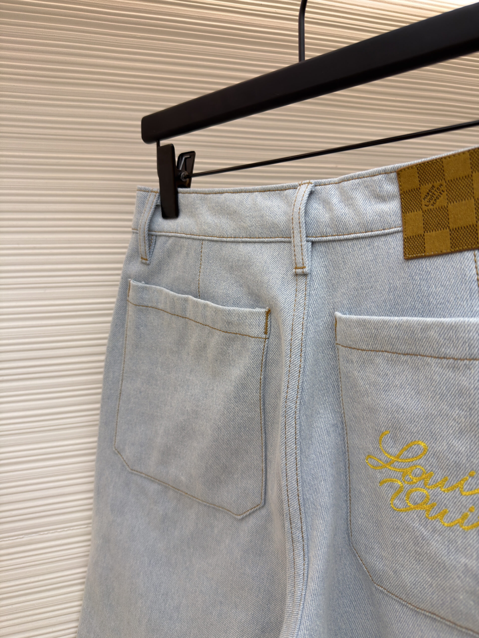 Louis Vuitton Embroidered Light Blue Denim Carpenter Shorts - Image 2
