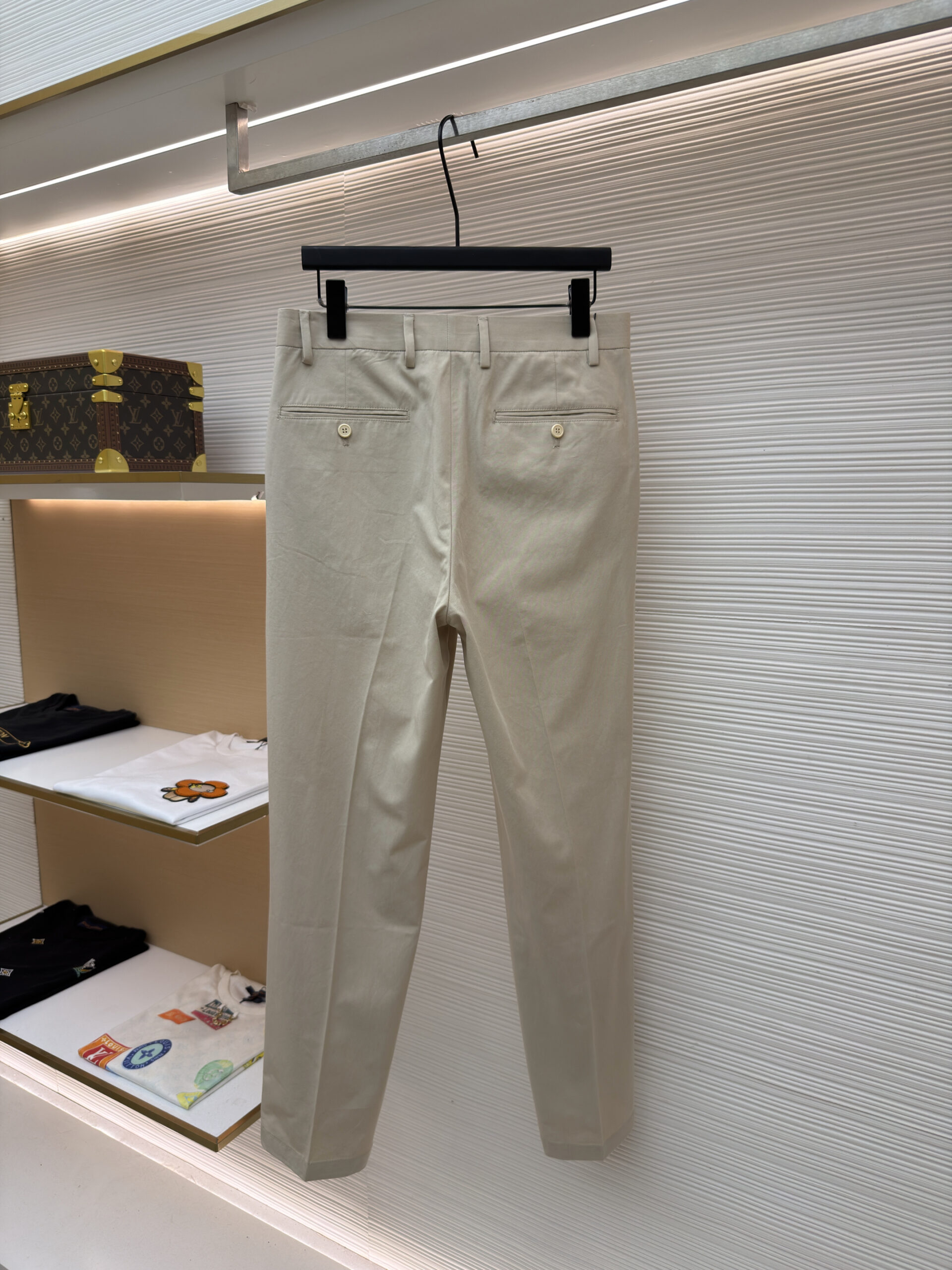 Prada Logo Charm Beige Chino Trousers - Image 3