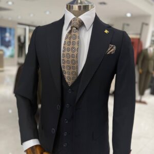 Men's Classic Three Piece Black Suit