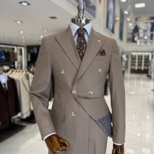 Men's Light Brown Double Breasted Suit