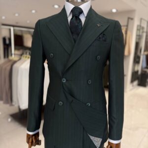 Men’s Jungle Green Double-Breasted Suit for Weddings, Parties & Formal Events