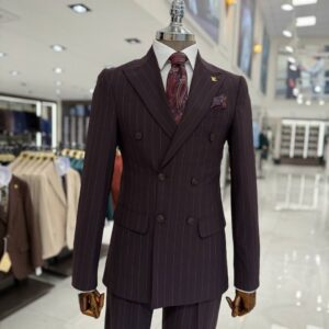 Burgundy Pinstripe Double-Breasted Suit.