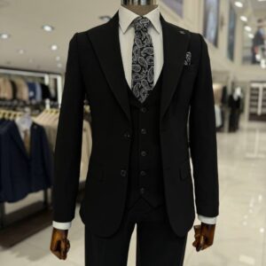 Men's Black 3 Piece Suit for Weddings and Office Wear