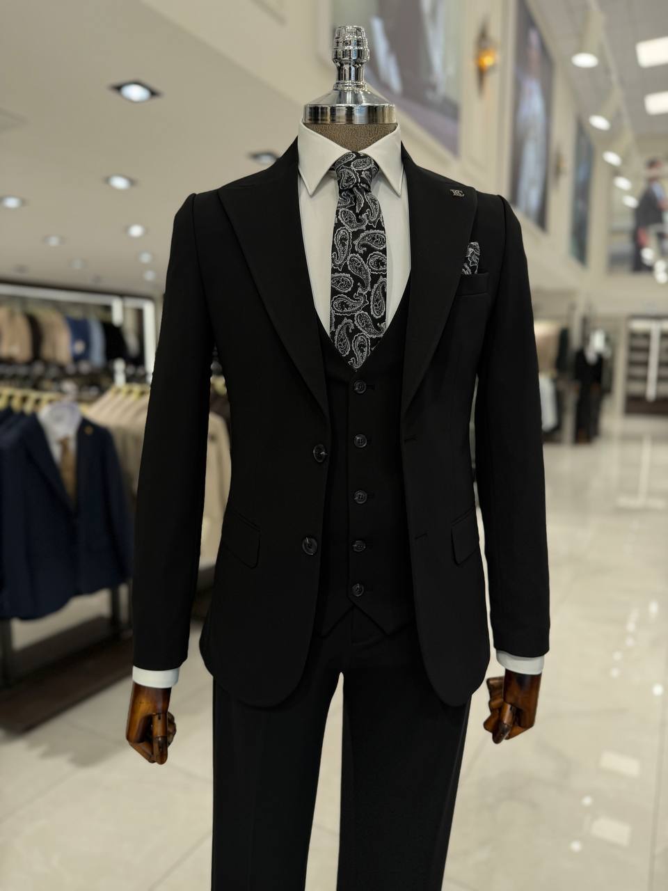 Men's Black 3 Piece Suit for Weddings and Office Wear