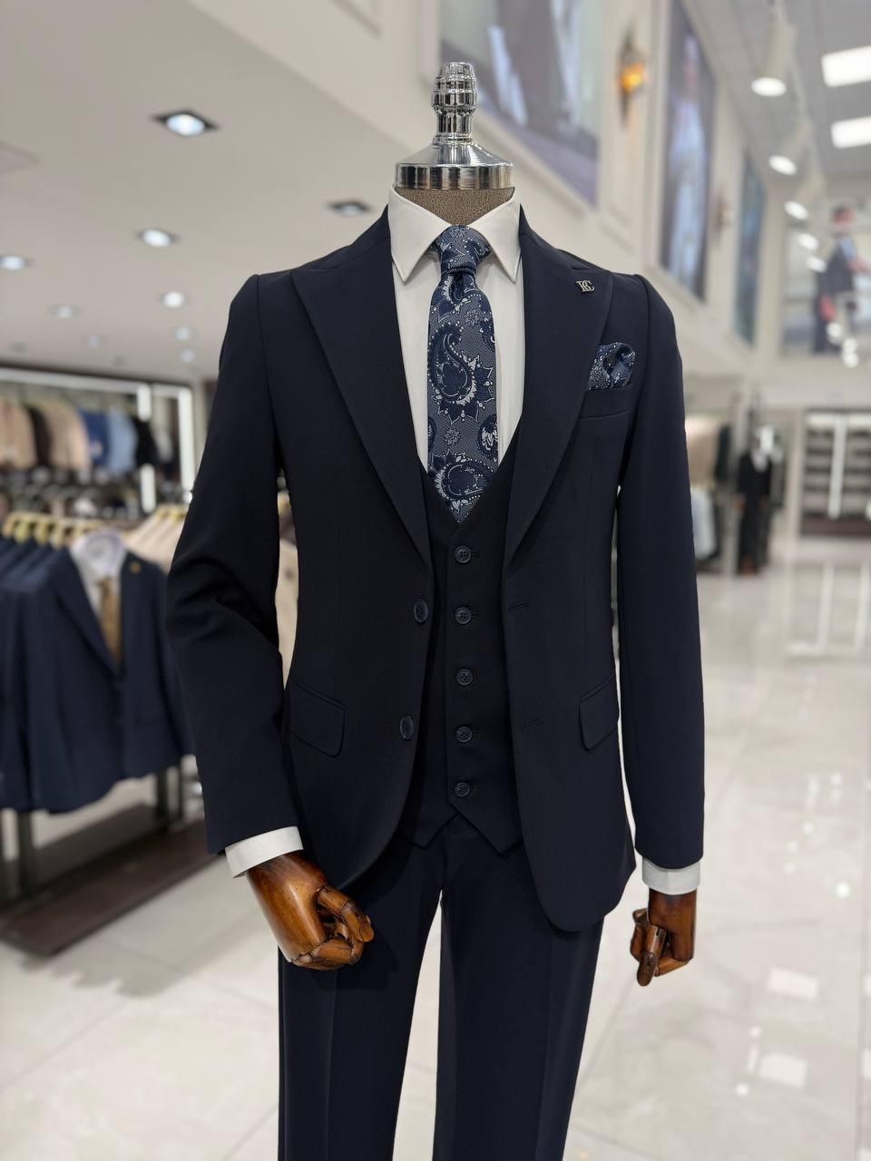 Men's Navy Blue 3 Piece Suit for Weddings and Office WearMen's Navy Blue 3 Piece Suit for Weddings and Office Wear